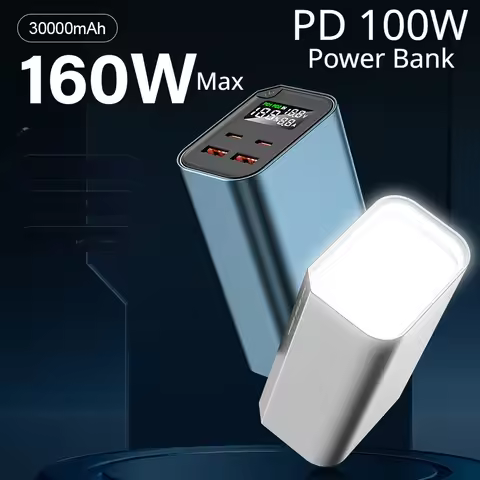 PD100W 30000mAh Power Bank Fast Charging Powerbank External Battery Charger For Smartphone Laptop Ta