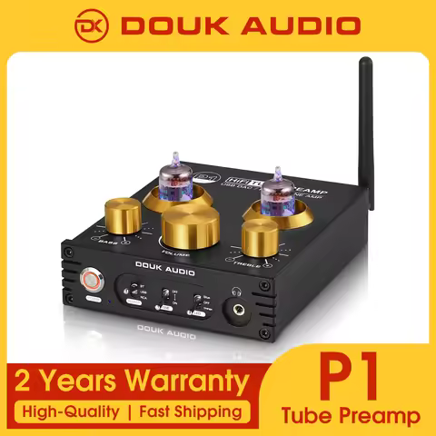 Douk audio HiFi Bluetooth 5.0 JAN5725 Tube Vacuum Preamplifier USB DAC APTX Home Stereo Audio Preamp