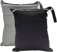 Wetbag Wet Bag Waterproof Pack of 2 Wet Pocket Cloth Nappy Bag with Two Zip Pockets Large for Baby, 