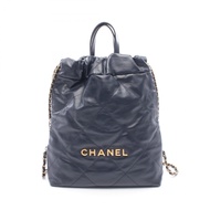 【二手】香奈兒 CHANEL 雙肩包 Chanel 22 AS3859 海軍藍皮革 CHANEL22 Matelassé 鏈條雙肩包 女士二手 A