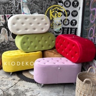 Pajero Oval Bench 90x40x45 - Stainless Steel Leg Bench - Crystal Button Bench - Premium Bench - Benc