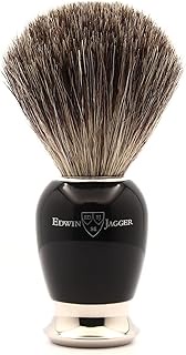 Edwin Jagger 81SB586AMZ Classic Imitation Ebony Pure Badger Exfoliating Shaving Brush with Stand for