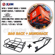 ct motor MODEL FOR SYM MODENAS Rapido Monorack + Bag Delivery Besi Frame Rack Box Motorcycle For Grab Shopee Food