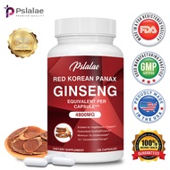 Pslalae RED KOREAN PANAX GINSENG, 120 Vegan Capsules, Muscle Building, Focus and Mood Support, 1% Ginsenosides