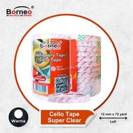 1/ 2 INCH STATIONERY INSULATION SUPER CLEAR BORNEO TAPE (12MM X 72Y)