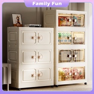 Foldable Storage Cabinet L65cm With 2Doors Light Luxury High-end Stackable Storage Box Transparent A