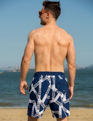 ชุดว่ายน้ำกางเกงขาสั้นชายหาดแห้งเร็วลายดอกไม้วินเทจของผู้ชายกางเกงว่ายน้ำพร้อมซับในตาข่าย