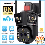 LS VISION กล้องวงจรปิด8K 20MP ห้าเลนส์ WIFIกล้องวงจรปิด20X ออปติคอลไฮบริดกันน้ำกลางแจ้งเชื่อมต่อสมาร