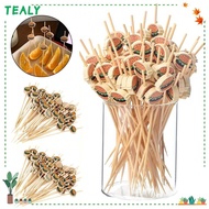 TEALY Fruit Sticks, Cartoon Disposable Party Buffet Bamboo Sticks, Hamburger Garnish Snack Picks