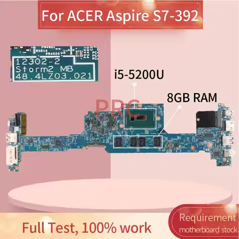 For ACER Aspire S7-392 Notebook Mainboard 12302-2 SR23Y I5-5200U With RAM NBMT21100 Laptop Motherboa