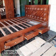 tempat tidur dipan minimalis ukir no 2 kayu jati furniture jepara