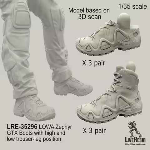 1/35 Resin unpainted Model Kit, LOWA Zephyr GTX Boots (3 pairs each of high and low boots) Unassembl