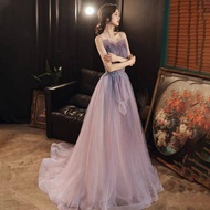 EAGLELY Luxury Shiny Elegant Classy Temperament Hepburn 2023 Formal Event Tube Top Purple Maxi Long Glitz And Glam Dress For Women Evening Dress Dinner Party Women 2022 Annual Civil Gown For Ninang Wedding Debut