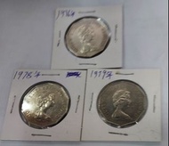 1976/1978/1979年 香港十角形五元硬幣一套