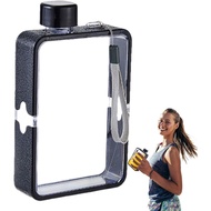 Flat Water Bottle, Portable Flat Water Bottle, Square Book Shape Water Bottle Leak Proof, Square Wat