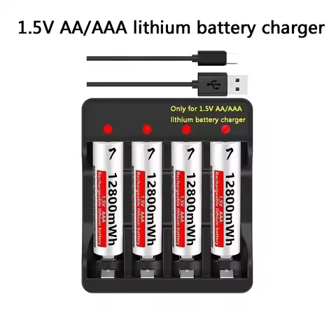 AAA 12800mWh 1.5V Li-Ion Rechargeable Battery AAA Lithium Batteries Wholesale For Mouse Flashlight F