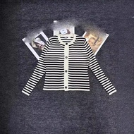 IW0Z DI #24 Elegant Design Five-pointed Star Button Striped Knitted Cardigan