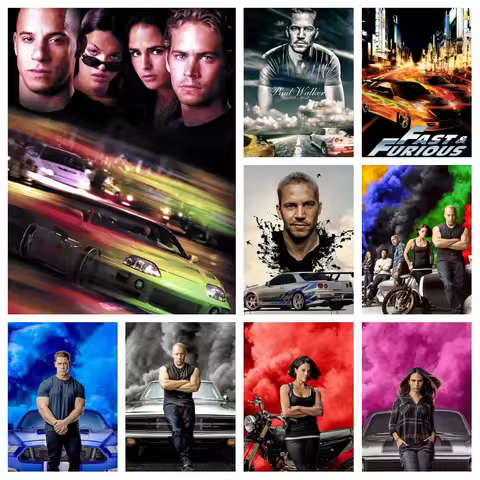 Fast And Furious Brian Dominic AB Diamond Painting Full Square Drills Paul Walker Movie Photo Art Mo