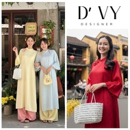 Co Uyen modern straight ao dai in brocade fabric with scallop buttons Hotrend CNY 2026 - Phuong Vy A