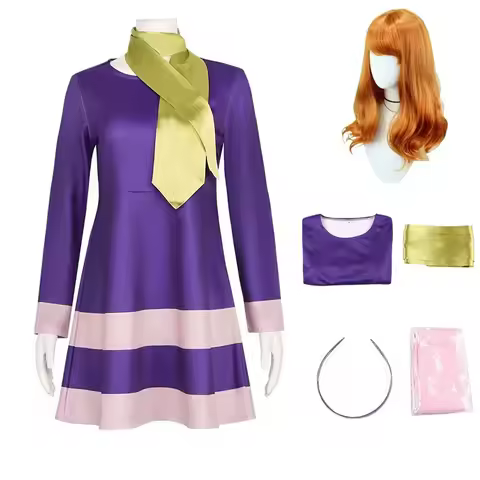 Daphne Blake Cosplay Costume Fancy TV Cosplay Doo Disguise Dress Headband Purple Set Girls Fancy Clo