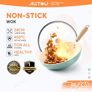 ALLTOU Nonstick Pan Ceramic Wok Non-Stick Coating Cookware Suitable for All Stoves Kuali Deep Frying