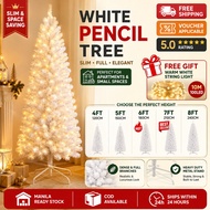 White Pencil Christmas Tree (4-8FT) Slim Pine + FREE 10M String Light