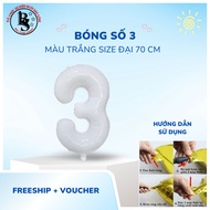 Balloon No. 3 Large Size White Color Large Size 70cm