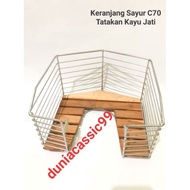 C70 CENTER BASKET C70 VEGETABLE BASKET + TEAK WOOD BOARD