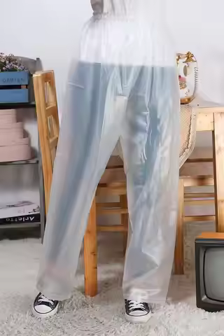 Clear Transparent PVC Trousers Waterproof Pants Loosen Easy Drop Off