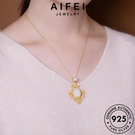 AIFEI JEWELRY Perak Jade 純銀項鏈 Rantai 925 Chain Pendant Korean Hollow Leher Fashion For Original Silver Women Necklace Accessories Sterling Perempuan N58