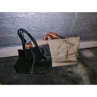 camvas tote bag/fully leather bag