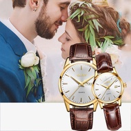 OLEVS Couple Fashion Watches Brown Leather Date Male Watches Quartz Waterproof Luminous Watch Couple