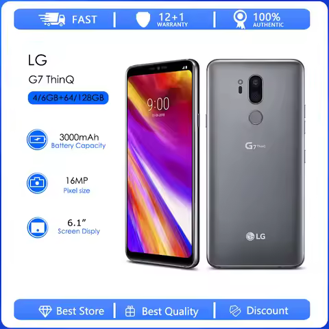 Original Unlocked LG G7 ThinQ G710N/G710ULM Single SIM 4GB RAM 64GB ROM 16MP 6.1'' 3000mAh Android 8