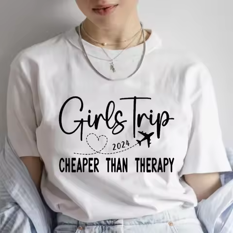 Girls Trip Tshirts for Women Clothing Girls Trip Cheaper Then Therapy T-shirts Summer Vacation T Shi