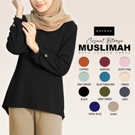 QAYRAA Lily Button Blouse Moscrepe Long Sleeves Muslimah - Size 36-52/Black/Maroon/Khaki/Green/Blue