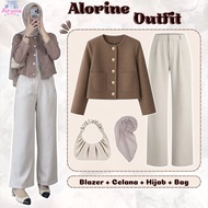 Suit Trendy HangoutWanita Fashionable Outfit Set Hijab Hangout Simple (Gemma Semiwool Blazer, Premiu