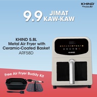 [Online Exclusive] KHIND Metal Air Fryer with Ceramic-Coated Basket (Beige/Black) (5.8L) ARF58D