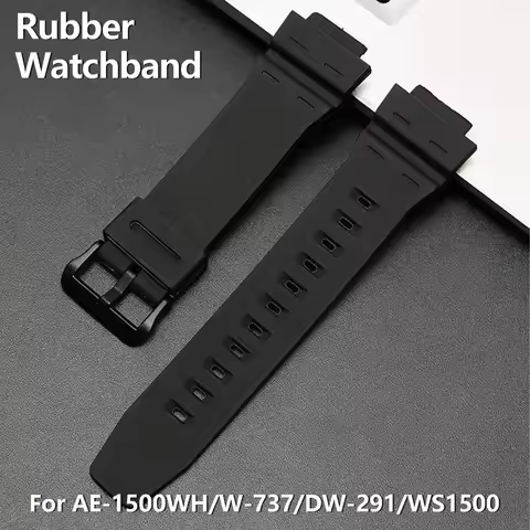 Soft Resin Rubber Watchband for AE-1500WH W-737 DW-291 WS1500 AE1500 Watch Strap 18mm Sports Replace