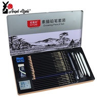 Angel Mark 29pcs Sketch Drawing Pencil Set 2H H HB 2B 4B 6B 8B 12B 14B Charcoal Carbon Pen Wood Pain
