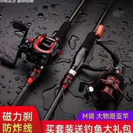 Carbon Ultralight Lure Fishing Rod Set 2-Piece Spinning Baitcasting 1.65-2.4m