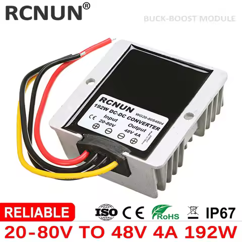 RCNUN 24V 36V 48V 60V to 48V 4A DC DC Converter Regulator 20-80V to 48V 192W Buck Boost Voltage Stab