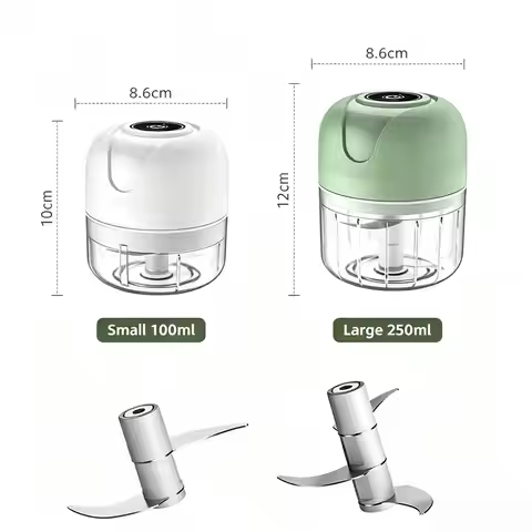 23W USB Rechargeable Electric Garlic Chopper 100ML/250ML Mini Food Processor Meat Grinder Vegetable 