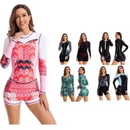 42-78kg Women Rashguard Long Sleeve O-neck One Piece Surfing Swimsuit Swimwear Spa Beach Outdoor Spo