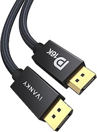 IVANKY 16K Displayport Cable 2.1, DP 2.1 Cable [16K@60Hz, 8K@120Hz, 4K@240Hz/165Hz/144Hz], DisplayPort 2.1 Cable Support HDR, HDCP 2.2, 3D, ARC, Compatible with Gaming Monitor, TV and More (10ft)