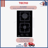 TECNO TA 312SRSV 30CM 2-BURNER TEMPERED GLASS DOMINO COOKER HOB