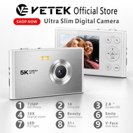 VETEK KP02 Vlog Digital Camera, 72MP HD Photograph Camera, 5K Ultra HD Video Camera, 16X Digital Zoo