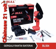 Terhemat Gergaji Chainsaw Baterai 21 V / Mini Cordless Chainsaw Bull