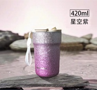 เดเซลลาน ไทเทเนียมบริสุทธิ์ผนังด้านในแก้วกาแฟคู่ 420ML ฝาปิดสแตนเลสไทเทเนียมไฮโดรเจนพร้อมหลอด