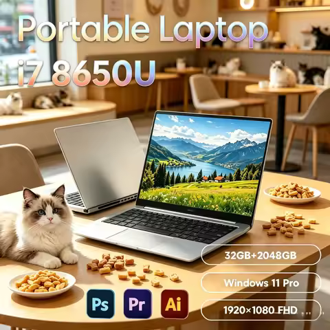 15.6'' Ultra Light Travel Laptop Intel I7-8650U 2TB M.2 SSD Win11 Pro Student Business Notebook