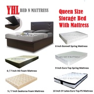 YHL Queen Size Storage Bed With Foam / Spring Mattress (Free Delivery And Installation)